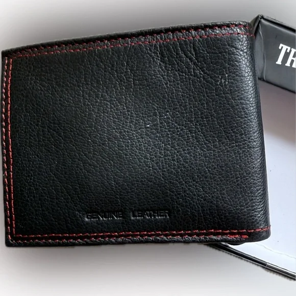TRUE RELIGION Black Leather Wallet With Red Trim NWT